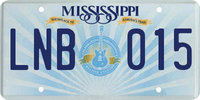 MS license plate LNB015