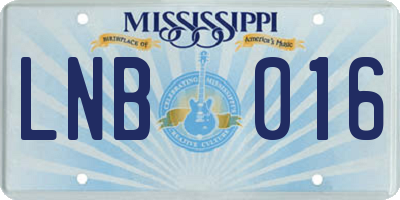 MS license plate LNB016