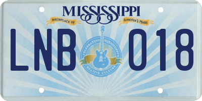 MS license plate LNB018