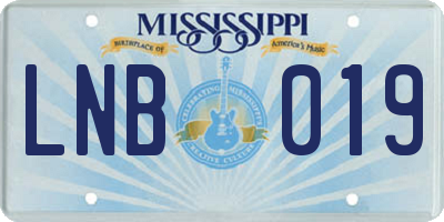 MS license plate LNB019