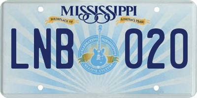 MS license plate LNB020