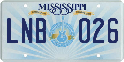 MS license plate LNB026
