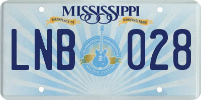 MS license plate LNB028