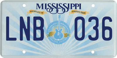 MS license plate LNB036