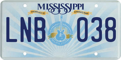 MS license plate LNB038