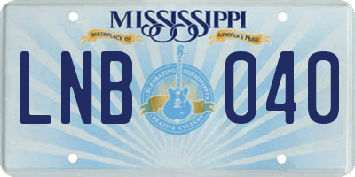 MS license plate LNB040