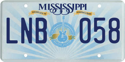 MS license plate LNB058