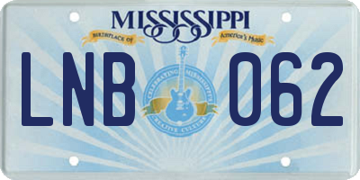 MS license plate LNB062