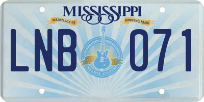 MS license plate LNB071