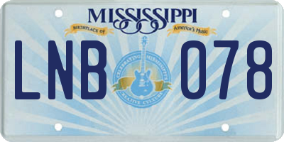 MS license plate LNB078