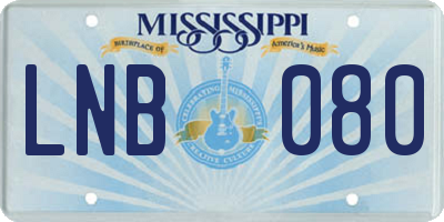 MS license plate LNB080