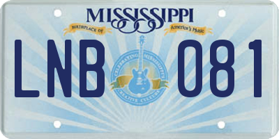MS license plate LNB081