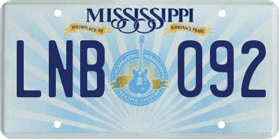 MS license plate LNB092