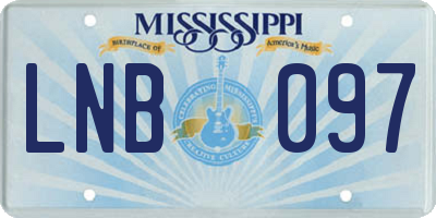 MS license plate LNB097