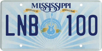 MS license plate LNB100