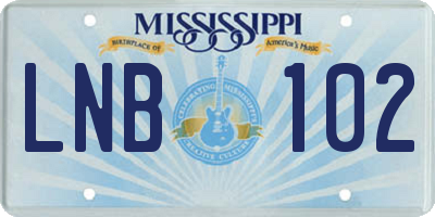 MS license plate LNB102