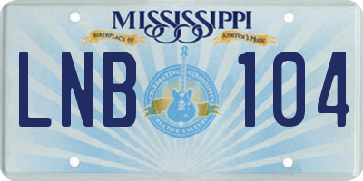 MS license plate LNB104