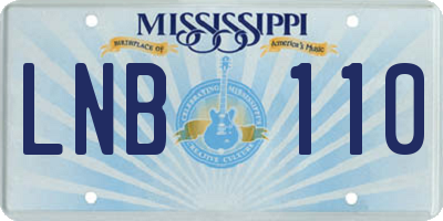 MS license plate LNB110