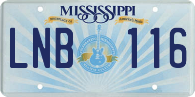 MS license plate LNB116