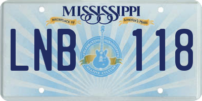 MS license plate LNB118