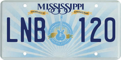 MS license plate LNB120