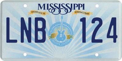 MS license plate LNB124