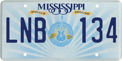 MS license plate LNB134