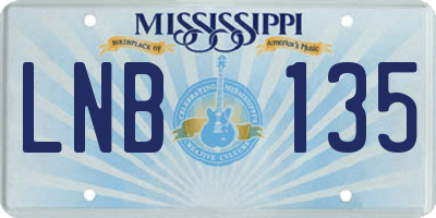 MS license plate LNB135