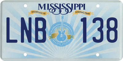 MS license plate LNB138