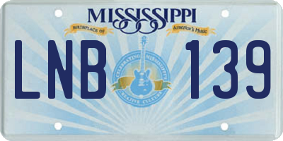 MS license plate LNB139