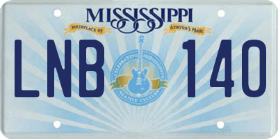 MS license plate LNB140