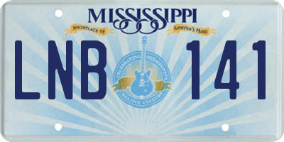 MS license plate LNB141