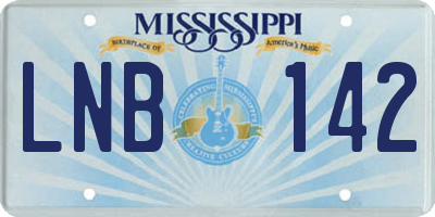 MS license plate LNB142