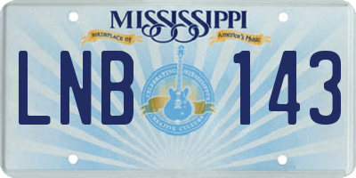 MS license plate LNB143