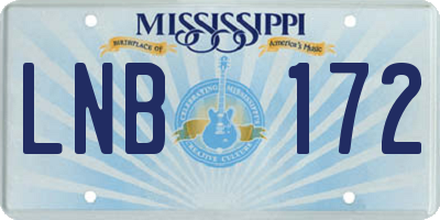MS license plate LNB172