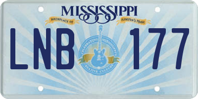 MS license plate LNB177