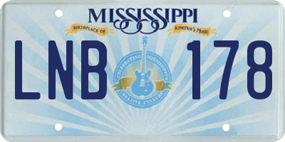 MS license plate LNB178
