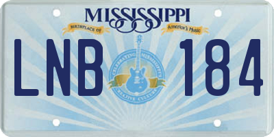 MS license plate LNB184