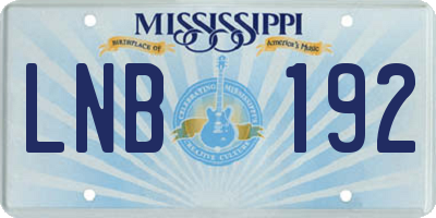 MS license plate LNB192