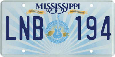 MS license plate LNB194
