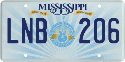 MS license plate LNB206