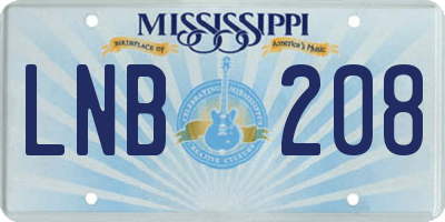 MS license plate LNB208