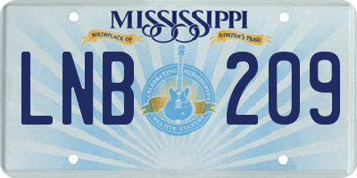 MS license plate LNB209