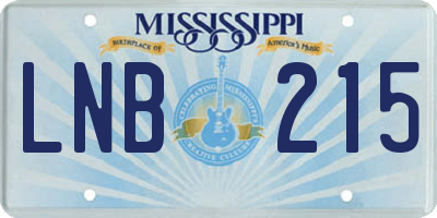 MS license plate LNB215
