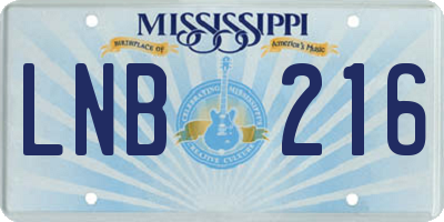 MS license plate LNB216
