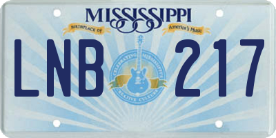 MS license plate LNB217