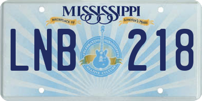MS license plate LNB218