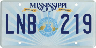 MS license plate LNB219