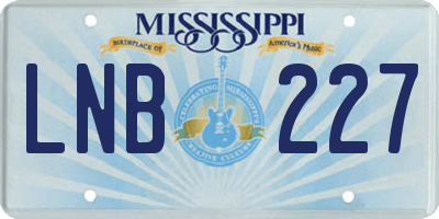 MS license plate LNB227