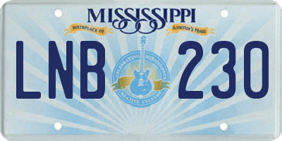 MS license plate LNB230